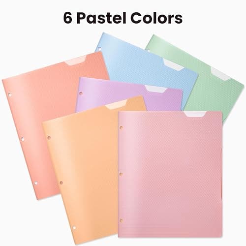 Sooez 2-Pocket Folders Heavy Duty, Plastic Folders with Pockets 3 Hole Punched, 1 Pack Pockets Folder for 3 Ring Binder with Writable Label, Letter Size,Pink thumbnail 7