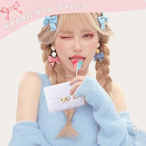 Modacarry Small Wallet Coquette Bow Wallet for Girls Cute Wallet ID Credit Card Holder for Women (PURPLE) thumbnail 5