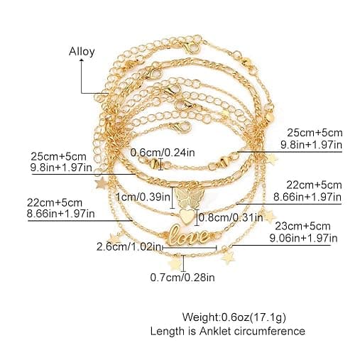 KISS WIFE Anklets for Women, Gold Anklet Bracelets for Women, Dainty Foot Jewelry Women's Ankelts Beach Gifts for Women - 1 thumbnail 7