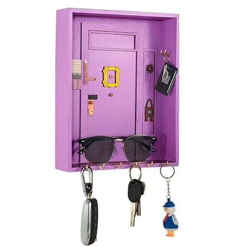ZRAYU Key Holder Wall Mount, Friends TV Show Merchandise, Cute Key Hooks for Wall, Key Mail Organizer for Home Room Office Decor, Purple Handmade Key Hanger Gifts for Women Friends Lovers - Image 1
