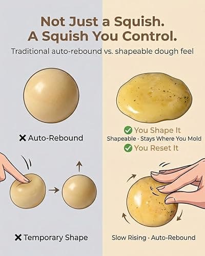 Potato Squishy Handmade Fidget Realistic Fake Food Stress Ball Mashed Potato Skin Soft Filled Squeeze for Anxiety Relief Toy Squeeze Shapeable for Adults and Teens Party Favors Gift(2in/5cm) thumbnail 5