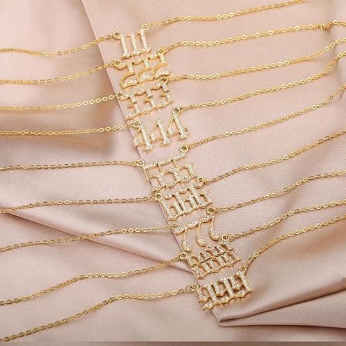 Nayaboo 14k Gold Angel Number Necklace, Dainty Pendants Necklace for Women, 111 222 333 444 555 666 777 888 999 Personalized Number Chain thumbnail 9