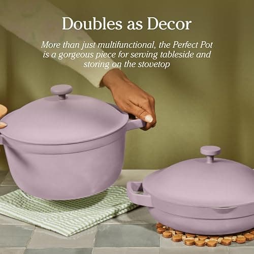 Our Place Perfect Pot - 5.5 Qt. Nonstick Ceramic Sauce Pan with Lid | Versatile Cookware for Stovetop and Oven | Steam, Bake, Braise, Roast | PTFE and PFOA-Free | Toxin-Free, Easy to Clean | Blue Salt thumbnail 6