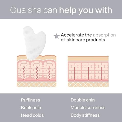 Contrybox Gua Sha Facial Tools, White Quartz Guasha Tool for Face & Eye Gua Sha Stone for Puffiness Reducing & Jawline Sculpting Face Stone Gua Sha Tools for Skin Care Woman GuaSha Stone Tool, White thumbnail 5
