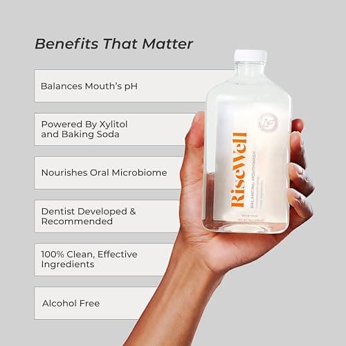 RiseWell Balancing Mouthwash - pH Balancing Alkaline Alcohol Free Mouthwash - Dentist Developed Dry Mouth Rinse - No Added Fluoride and SLS-Free - Wild Mint, 16 Oz thumbnail 2
