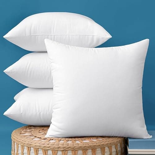 MIULEE Pack of 4 18x18 Outdoor Pillow Inserts, Water-Resistant Throw Pillow Inserts Decorative Premium Square Pillow Stuffer Sham for Porch Swing Couch Sofa Cushion Patio Furniture - Image 1