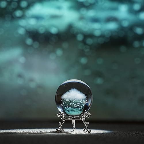 HDCRYSTALGIFTS 60mm/2.3inch 3D Inner Carving Rain Cloud Crystal Ball Paperweight with Silver Base Fengshui Decorative Ball Figurine Ornament Glass Sphere for Home Art Decor thumbnail 6