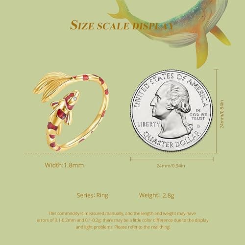 RUKYF Silver/Gold Plated Ajustable Rings for Women Dainty Koi Fish Dragon Snake Bat Open Stacking Rings Unique Trendy Jewelry for Women thumbnail 6