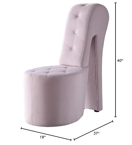 Best Master Furniture Tristram 19" Velvet High Heel Shoe Chair in Pink thumbnail 3