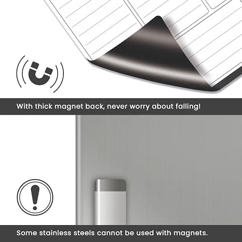ALEZEL Weekly Dry Erase Board for Refrigerator, Magnetic Weekly Calendar Planner for Fridge, Set of Magnetic Weekly Calendar & 2 List Whiteboards, 4 Markers + Eraser thumbnail 5
