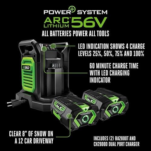 EGO Power+ 21" Electric Snow Blower, Gray/Black, Cordless Steel Auger, Includes (2) 56V 5.0Ah Batteries and Dual Port Charger, SNT2112 thumbnail 9