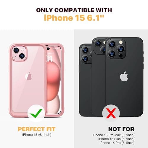Diaclara Designed for iPhone 15 Case, Full Body Rugged Case with Built-in Touch Sensitive Anti-Scratch Screen Protector, with Camera Lens Protector for iPhone 15 6.1" (Coral Pink) thumbnail 2