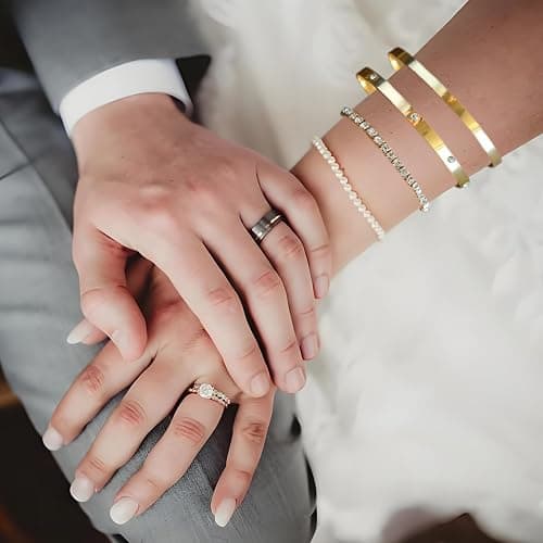 nuneoeuo 3PCS Gold Bracelet Stack Set, Tennis Gold Bracelets for Womens Set Multi Layer Stackable Cuff Bangle, Jewellery Sets for Women Thin Round Bangle Cuff, Gifts for Ladies thumbnail 4