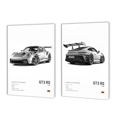 VejiA Car Poster Canvas Wall Art 911 GT Turbo Posters For Men Bedroom Aesthetics Decor (12x18, Framed 05) - Framed 05 - 12x18 - Image 1