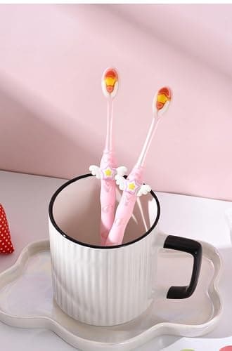POMN Pink Soft Bristle Toothbrush Fairy Toothbrush Cute Girl Kid's Toothbrush Micro Fur Manual Toothbrush with 10000 Ultra Soft Bristle (2 Pack) thumbnail 6