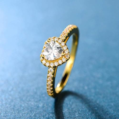 MDFUN Luxurious 18k Gold Plated Cubic Zirconia Wedding Engagement Rings Eternity Bridal Band Halo Rings thumbnail 4