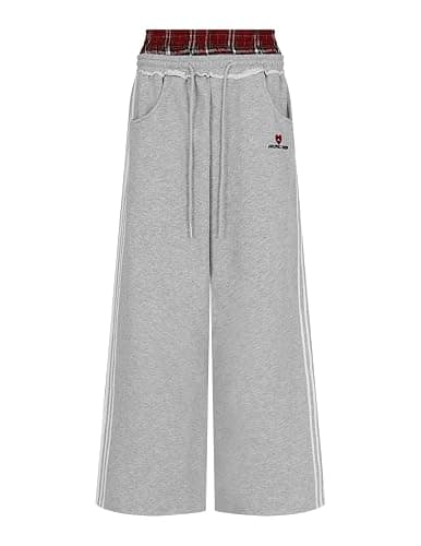 Aelfric Eden Baggy Wide Leg Sweatpants, Plaid Patchwork Loose thumbnail 6