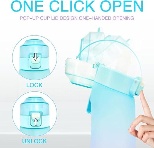 Turgorl Air Scent Water Bottle Flavor Pods 650ML Fruit Fragrance Scented Water Cup BPA Free 0% Sugar For Fitness And Outdoor (Gradient Blue Bottle+12 pods in random flavors) thumbnail 5