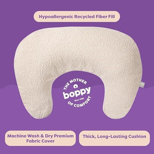Boppy Nursing Pillow - Ergonomic Bottle & Breastfeeding Pillow with High, Firm, Large Area, Water-Repellent Cushion with Washable Cover; Baby Safety Alliance Verified - Oatmeal Boucle thumbnail 5
