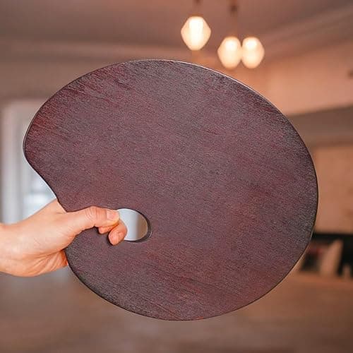 Kiilomp Oval Walnut Wood Paint Palette 12 x 9 Inches | Oil-Sealed Wooden Painting Palettes | Vintage Artist Oil Acrylic Mixing Tray | Portable Lightweight Art Pallet with Thumb Hole 24 x 30 cm thumbnail 6