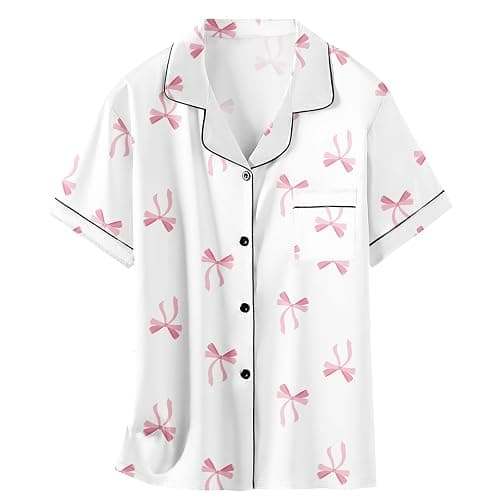 Schbbbta Girls Womens Pajamas, Satin Silky Pjs Set Kids 2Pcs Button-Down Nightwear Sleepwear Gift for Mommy and me thumbnail 7