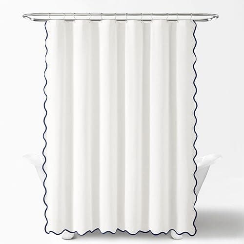 Shower Curtain Navy and White thumbnail 5