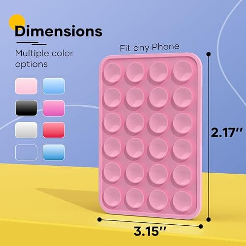 Silicone Phone Sticky Grip, Suction Phone Case Mount for iPhone and Android, Hands-Free Sticky Cell Phone Grip, Mobile Fidget Mirror Holder for Selfies and Videos thumbnail 6