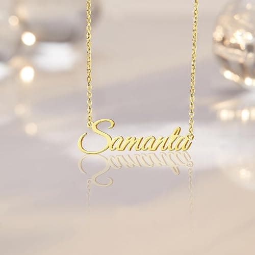 Kiddo Sky Custom Name Necklace for Women Personalized Name Necklaces 18K Gold Plated or Sterling Silver Nameplate Customized Pendant Jewelry Gift - Gold thumbnail 5