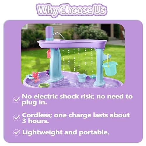 Intoypad Water Table Pump, Battery Powered Water Pump for Kids 3 Hours Non-Stop Fun Summer Outdoor Water Play Table Accessories for Step2 Water Table Toys for Kids Toddlers Purple thumbnail 3