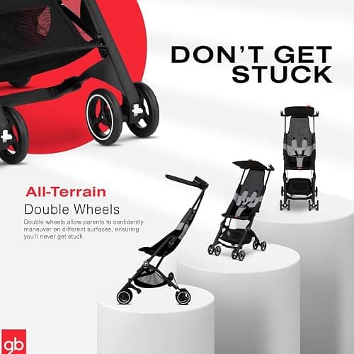 gb Pockit Air All Terrain Ultra Compact Lightweight Travel Stroller with Breathable Fabric in Velvet Black thumbnail 5