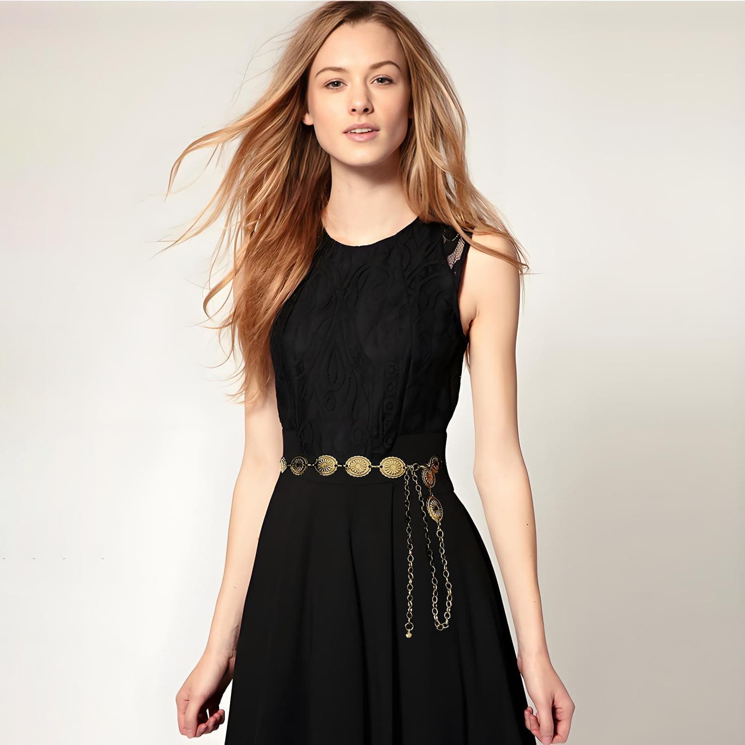 Western Metal Concho Belt,Cowgirl Concho Chain,Adjustable Waist Chain for Women,Suitable for Dresses,Jeans,Costumes thumbnail 3
