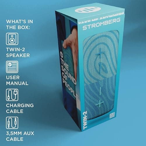 Stromberg - Twin 2-in-1 Mini Portable Bluetooth Speaker, 10W Power (5W per Speaker), 10-Hour Playtime, Sky Blue and Blue thumbnail 5