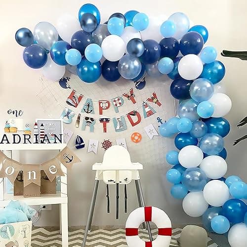 Blue Balloons Set, 60 Pack 12 Inches Metallic Chrome Blue Balloons Navy Blue for Boys Man Birthday, Baby Shower, Wedding Party Decorations thumbnail 7