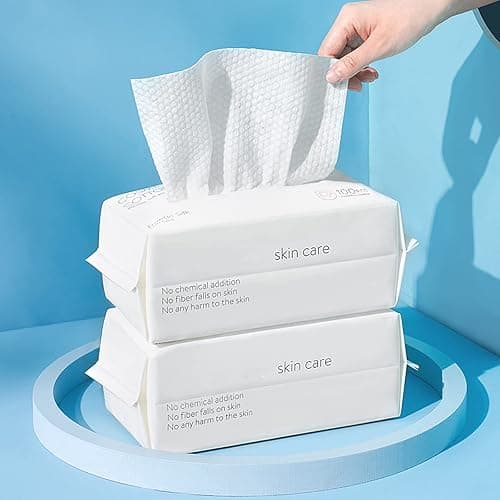 Disposable Face Towel, BIEWO Cotton Tissue Soft Dry Wipes for Women, Simple Cleaning Facial Tissues Dry Wet Dual Portable Use for Sensitive Skin & Baby & Makeup Remover & Personal Care (2 PACK=200PCS) - Image 1