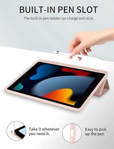 Fycyko Compatible with iPad 10.2 Inch Case,iPad 9th/8th/7th Generation 2021/2020/2019 Cases with Pencil Holder,Cute Polka Dot Stylish Aesthetics Design Protective Cover-Pink thumbnail 7
