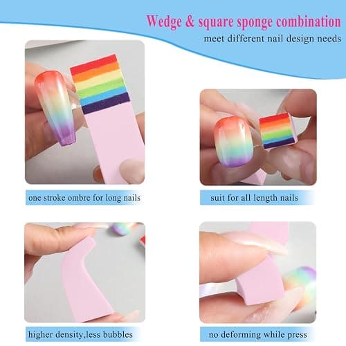 Fcozpjk 100Pcs Soft Nail Sponges for Ombre, Gradient Effect Pink Nail Art Sponges With Grabbing Pen 6Pcs Wedge Sponges Aura Nails Ombre Nail Brush Professional Accessories Manicure Salon Supplies thumbnail 5