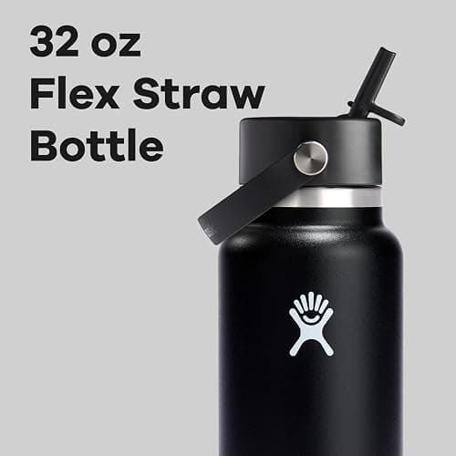 Hydro Flask Water Bottle - Insulated Stainless Steel - Wide Straw Lid, Non Spill, Leakproof in 32 Oz Black thumbnail 4