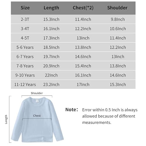 Comche 4 Pack Cotton Long Sleeve Tee Shirts for Boys and Girls Kids Toddlers' Basic Crewneck Tops T-Shirts thumbnail 4