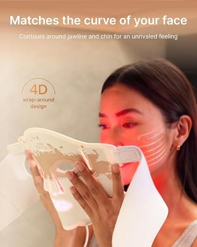 RENPHO Red Light Therapy Mask for Face, FDA-Cleared,Birthday Gifts for Wife | 324 LEDs, 3 Modes, Wrinkle Treatment, Anti Acne, Red Blue NIR, Full Face Coverage, Cordless, Home Facial Skincare for Women thumbnail 4