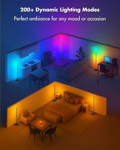 Vexinat Corner Floor Lamp, Smart RGB LED Corner Lamp with App & Remote, Modern Floor Lamp with 16 Million Colors, Music Sync, Scene Modes, Color Changing Standing Lamps for Living Room, Bedroom thumbnail 6