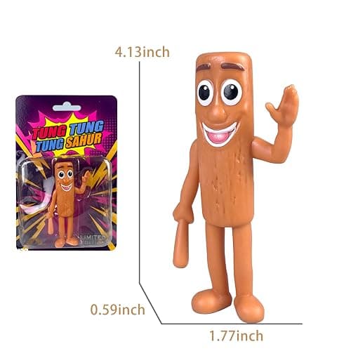 TJLMCORP 4 Inches Tall Italian Brainrot Action Figure,Tung Tung Tung Sahur,Desk Accessories for Women Men Gift Cute Office Desk Decor Bookself Cubicle Girls Boys thumbnail 3