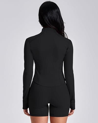 GYM RAINBOW Workout Jackets for Woman Lightweight Athletic Full Zip Running Jacket BBL Cropped Jackets Slim With Thumb Holes thumbnail 4