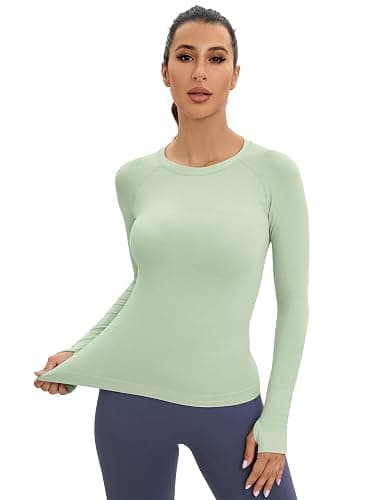 MathCat Workout Seamless Shirts for Women Long-Sleeved Yoga Running Breathable Thumb Holes Tops thumbnail 3