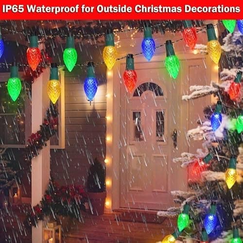 Newest Version 2 in 1 Outdoor Christmas Decorations and Solar Christmas Lights, 20-Pack Waterproof Solar C9 Strawberry Garden Stake Lights for Christmas Tree Garden Patio Yard Pathway thumbnail 5