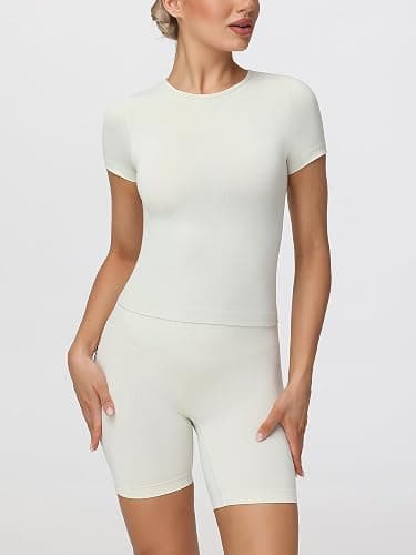 MCEDAR Womens Seamless Soft Smoothing T-Shirts Short Sleeve Slim Fit Basic Tees Crew Neck Casual Shirts thumbnail 6