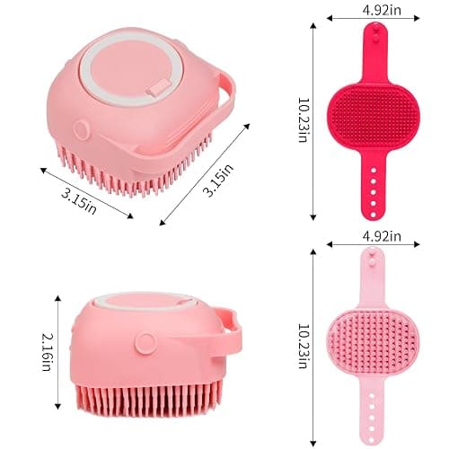 Comotech 6PCS Dog Bath Brush & Dog Toothbrush | Adjustable Handle Shampoo Brush & Scrubber for Short & Long Haired Dogs & Cats | Effectively Solve Odor & Stain Removal Problems (Pink Red Pink) thumbnail 6