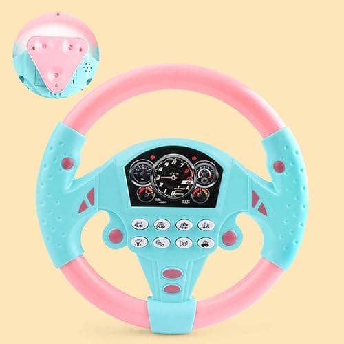 FQRDKT Portable Steering Wheel Wheel Toy Simulation Steering Wheel for Outdoor Garden, Pink thumbnail 5
