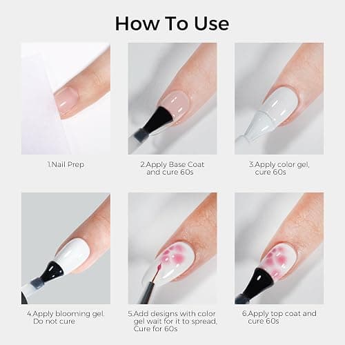 TOMICCA Clear Blooming Gel Nagellack, 15ML UV-LED-Nagellack zum Verteilen, Marble, Watercolor Blooming Gel Polish Nail Art DIY Design thumbnail 7