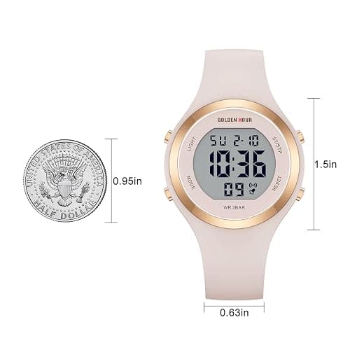 GOLDEN HOUR Waterproof Sport Women's Digital Chronograph Silicone Strap Watch thumbnail 4