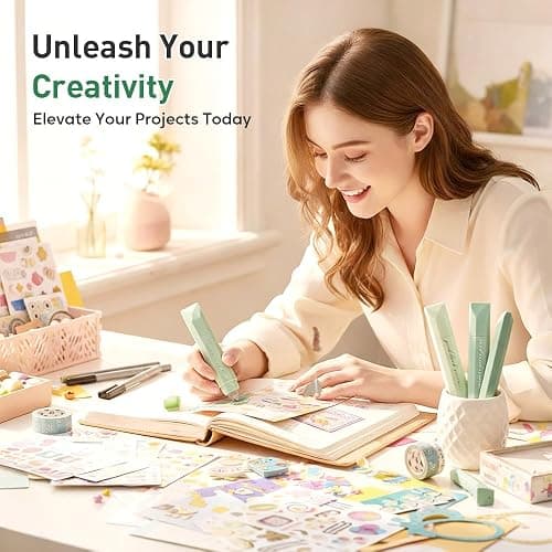 Double Sided Tape Pens, 4PCS Craft Adhesive Glue Applicator, Double Sided Glue Pen for Scrapbooking, Gift Wrapping, Photo Mounting, School Office DIY Crafts (Green) thumbnail 7